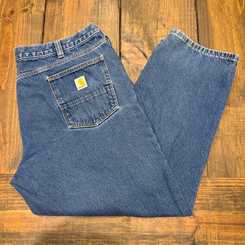 Carhartt BD4943-M Mens Relaxed Fit Straight Leg Blue Denim‎ Jeans 44x30